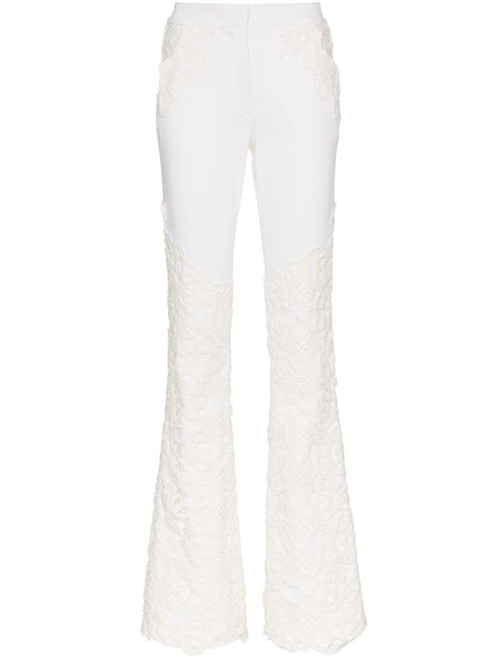 Ronald Van Der Kemp Mid Rise Lace Patchwork Jeans - White