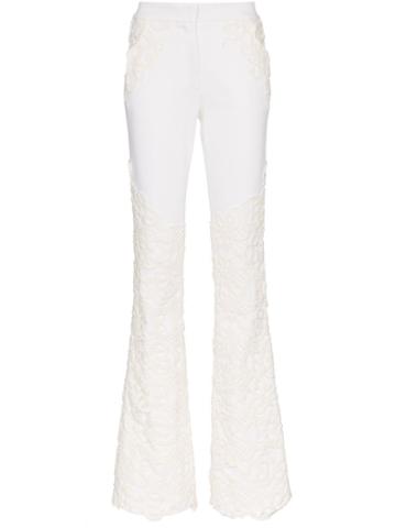 Ronald Van Der Kemp Mid Rise Lace Patchwork Jeans - White