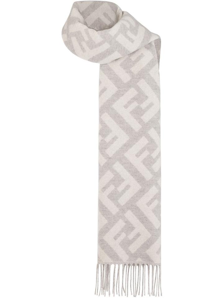 Fendi Cashmere Long Ff Logo Scarf - Neutrals