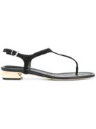 Anna F. T-bar Flat Sandals - Black