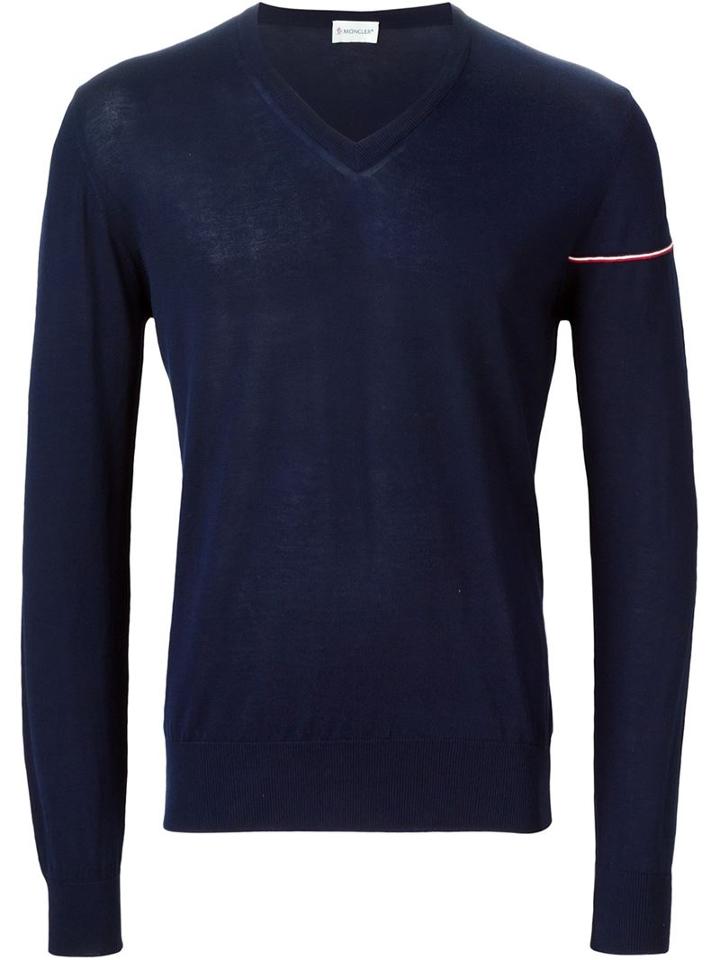 Moncler Striped Sleeve Jumper, Men's, Size: Xxl, Blue, Cotton