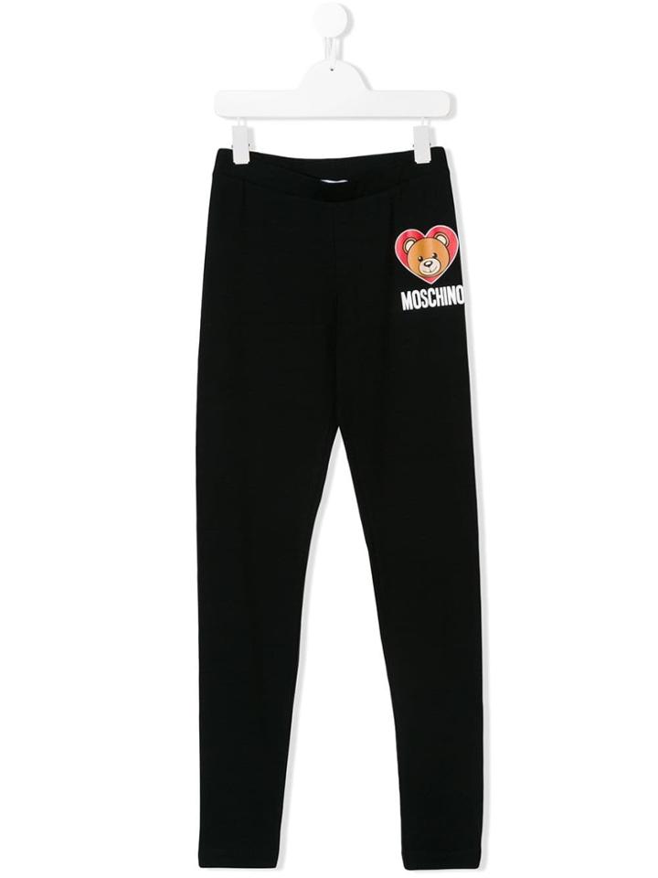 Moschino Kids Teen Teddy Bear Print Leggings - Black