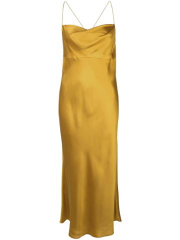 Michelle Mason Cowl-neck Bios Midi Dress - Yellow