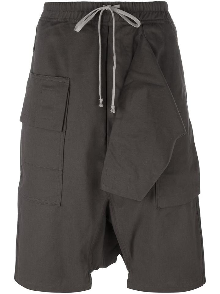 Rick Owens Drkshdw Drop-crotch Knee-length Shorts, Men's, Size: Large, Grey, Cotton