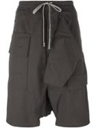 Rick Owens Drkshdw Drop-crotch Knee-length Shorts, Men's, Size: Large, Grey, Cotton
