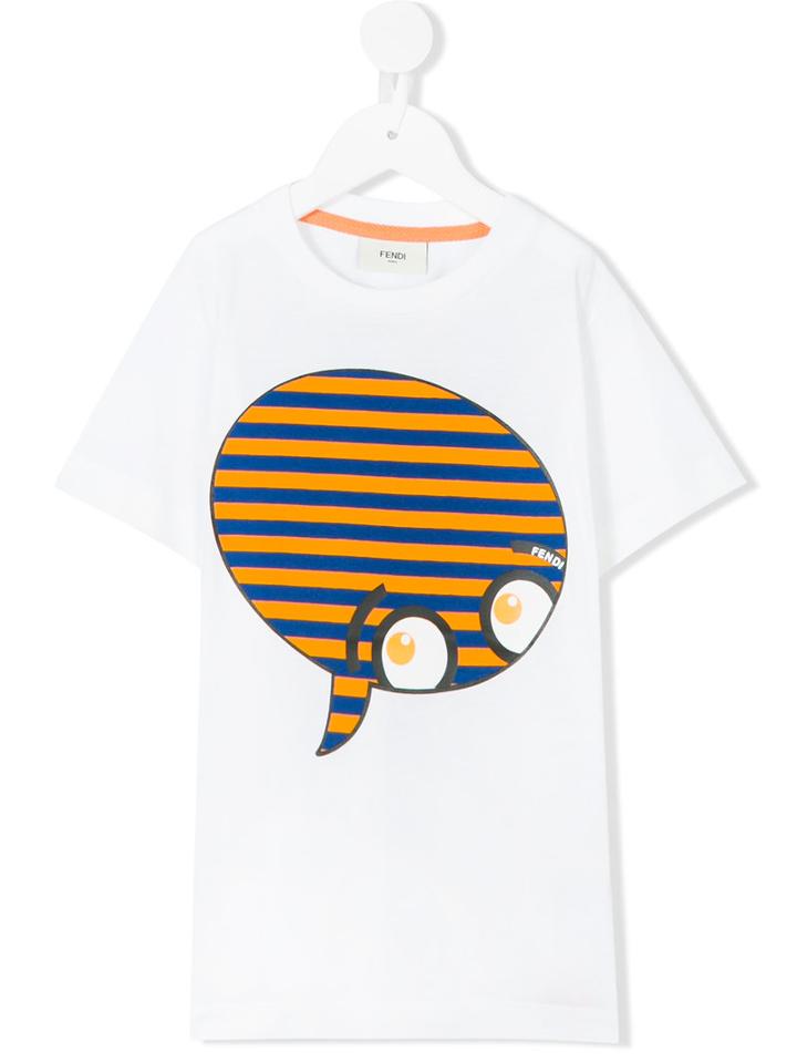 Fendi Kids - Face Print T-shirt - Kids - Cotton - 12 Yrs, White