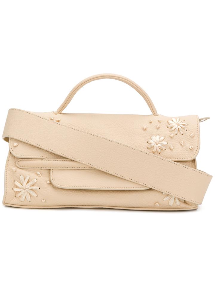 Zanellato Raffia Embroidered Tote - Nude & Neutrals