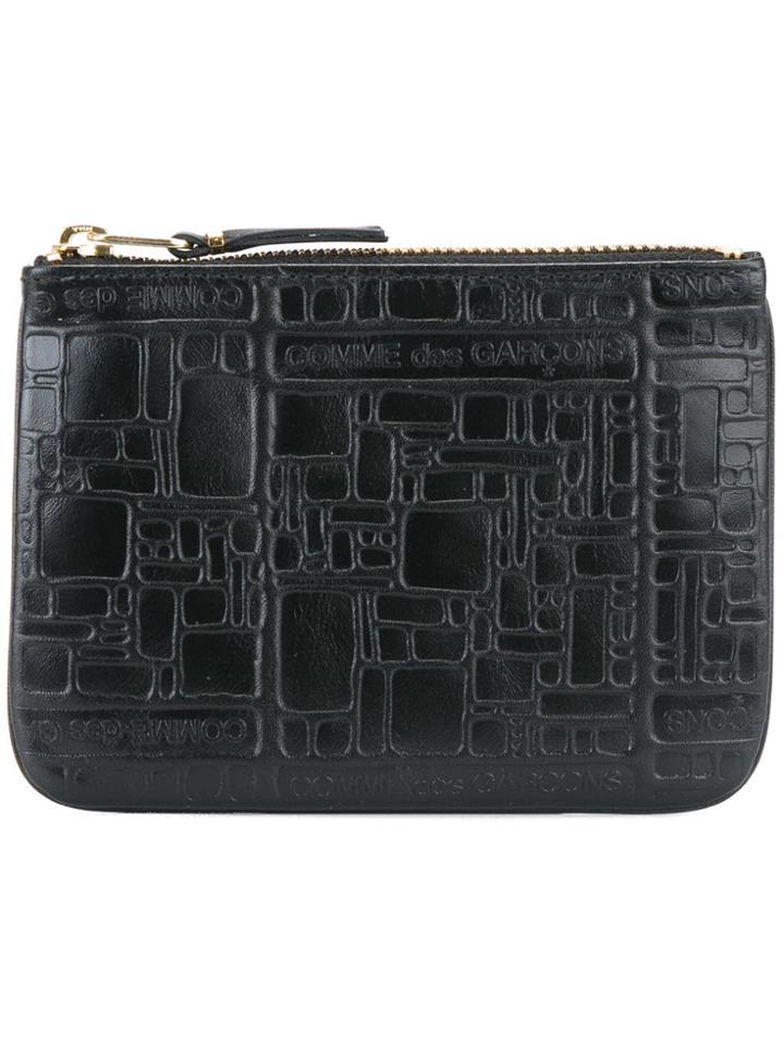 Comme Des Garçons Wallet Embossed Zip Purse - Black
