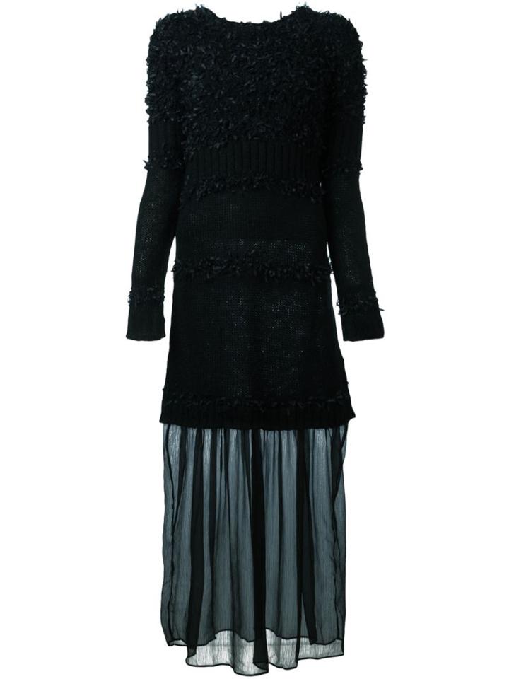 Twin-set Textured Long Dress, Women's, Size: Medium, Black, Acrylic/polyamide/polyester/wool