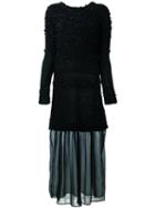 Twin-set Textured Long Dress, Women's, Size: Medium, Black, Acrylic/polyamide/polyester/wool