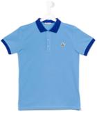 Moncler Kids - Contrast Collar Polo Shirt - Kids - Cotton - 14 Yrs, Blue