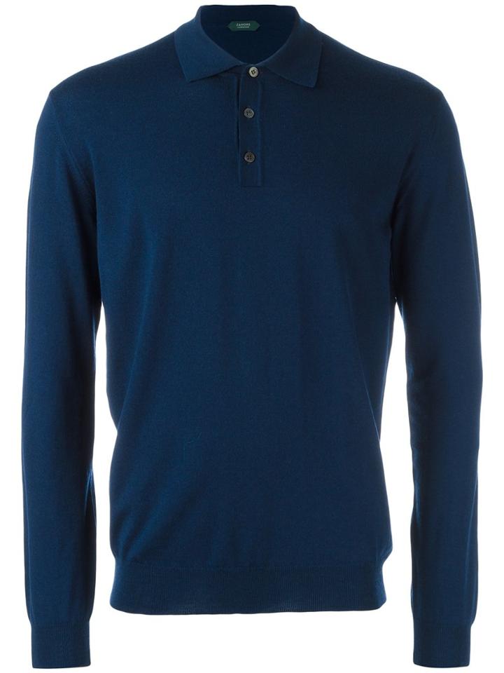 Zanone Henley Jumper - Blue