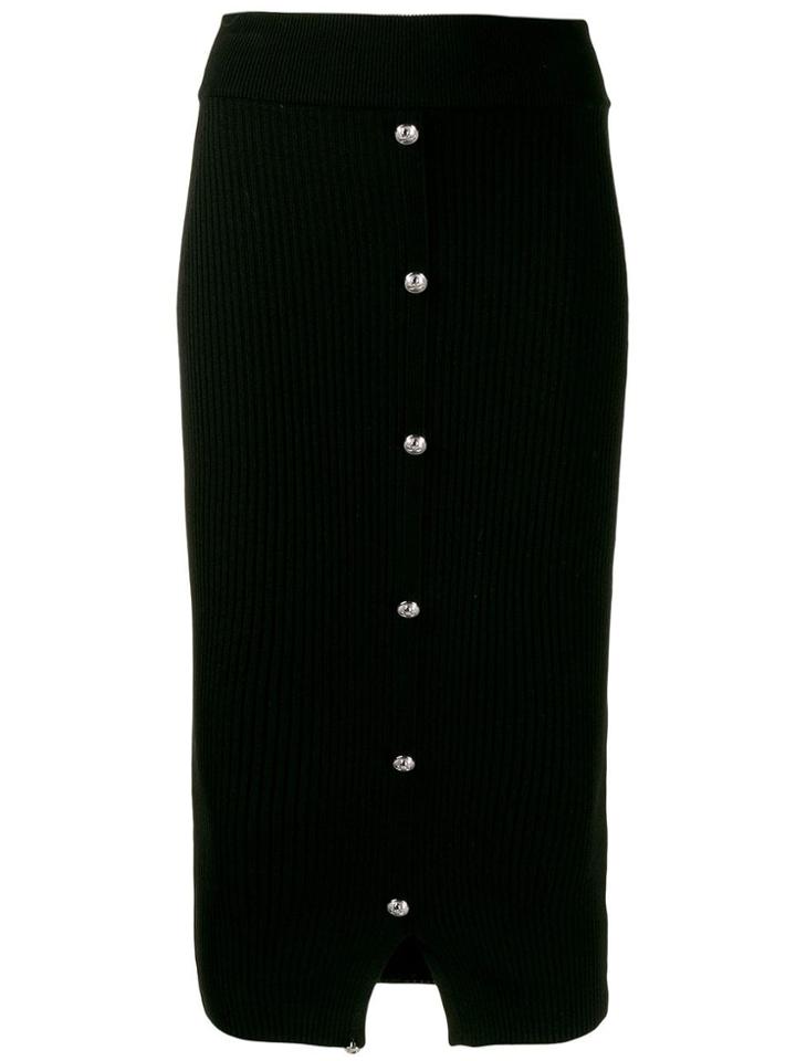 Philipp Plein Ribbed Knit Pencil Skirt - Black