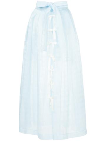 Writtenafterwards Bow-embellished Belted Maxi Skirt - Blue