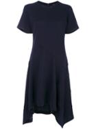 Proenza Schouler - Short-sleeved Asymmetrical Dress - Women - Cotton/nylon/wool - 4, Blue, Cotton/nylon/wool