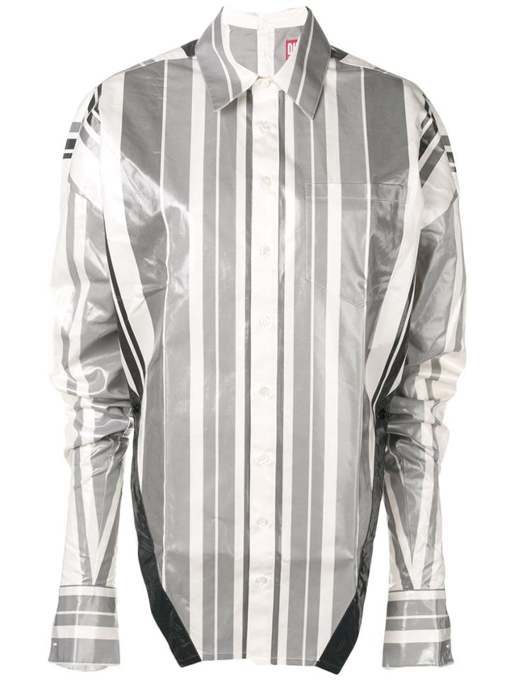 Diesel Red Tag Striped Metallic Shirt - White