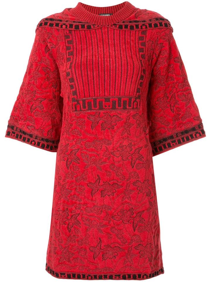 Chanel Pre-owned Shoulders Panel Knitted Dress - Red