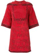 Chanel Pre-owned Shoulders Panel Knitted Dress - Red