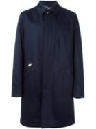 Etro Single Breasted Raincoat, Men's, Size: 52, Blue, Cotton/spandex/elastane/lamb Skin/viscose