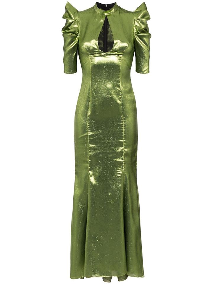 De La Vali Audrey Lurex Maxi Dress - Green