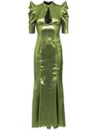 De La Vali Audrey Lurex Maxi Dress - Green
