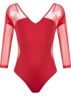 Brigitte Sheer Panels Body, Women's, Size: G, Red, Polyamide/spandex/elastane