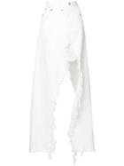 R13 Frayed Slit Skirt - White