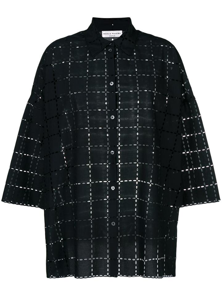 Sonia Rykiel Checked Broderie-anglaise Shirt - Blue