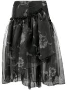 Ermanno Scervino Floral Print Full Skirt - Black
