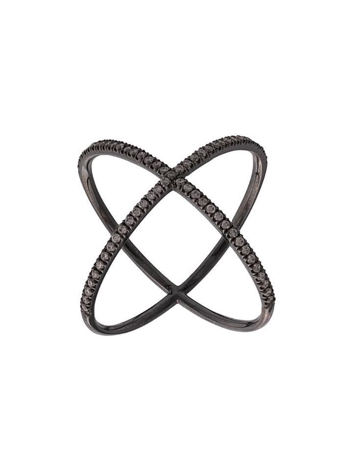 Eva Fehren Crossed Double Diamond-ring - Silver