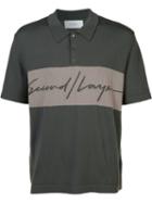 Second/layer Logo Print Polo Shirt, Men's, Size: Small, Grey, Merino