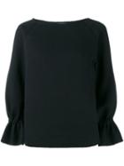 Osman Gathered Sleeves Sweatshirt, Women's, Size: 12, Black, Cotton