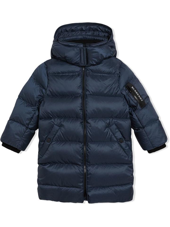 Burberry Kids Detachable Hood Down-filled Puffer Coat - Blue