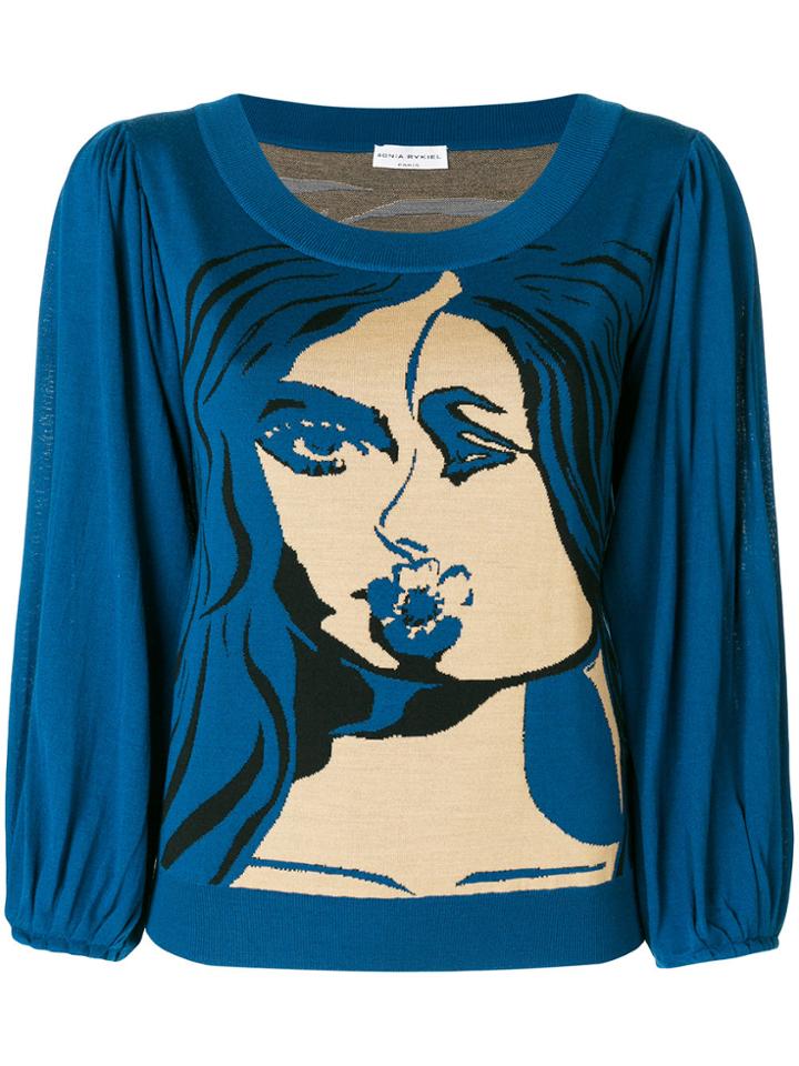 Sonia Rykiel Jacquard Face Jumper - Blue
