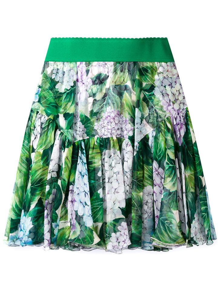Dolce & Gabbana - Hydrangea Print Pleated Skort - Women - Silk/spandex/elastane - 40, Green, Silk/spandex/elastane