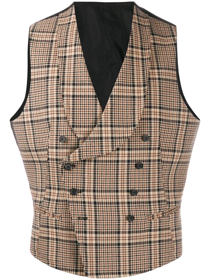 Tagliatore Curved Lapel Wasitcoat - Brown