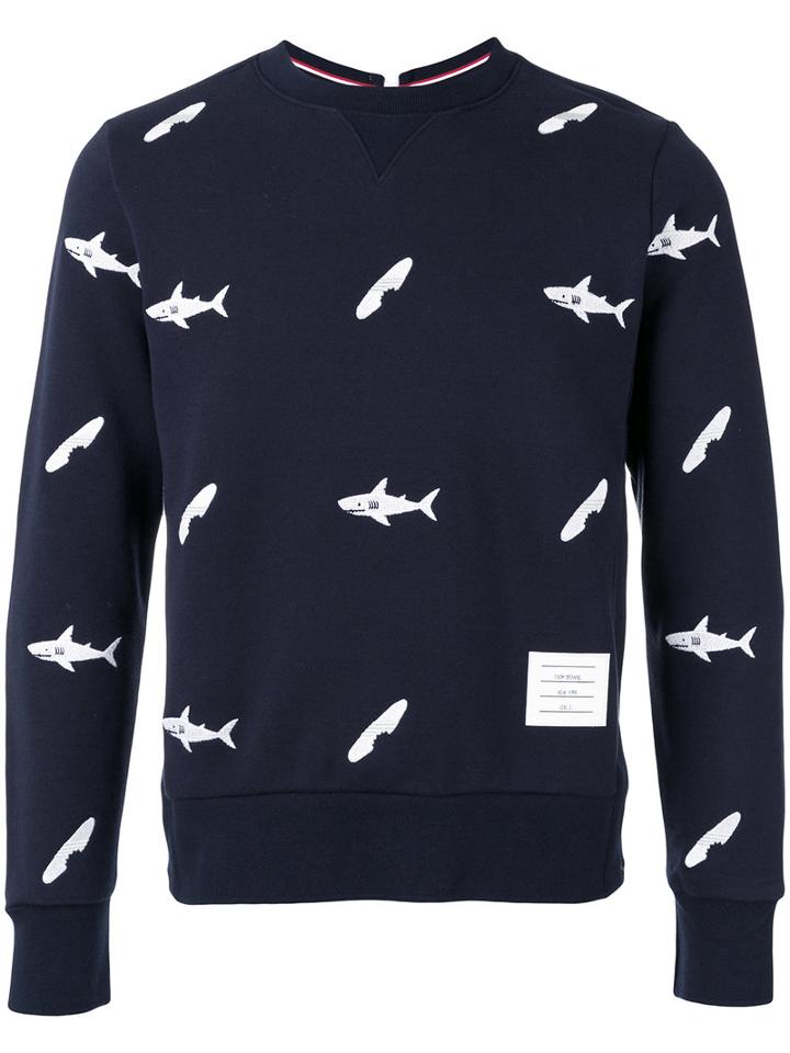 Thom Browne - Fish Print Sweatshirt - Men - Cotton/cupro - 4, Blue, Cotton/cupro