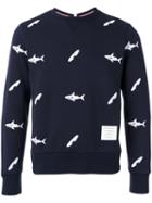Thom Browne - Fish Print Sweatshirt - Men - Cotton/cupro - 4, Blue, Cotton/cupro