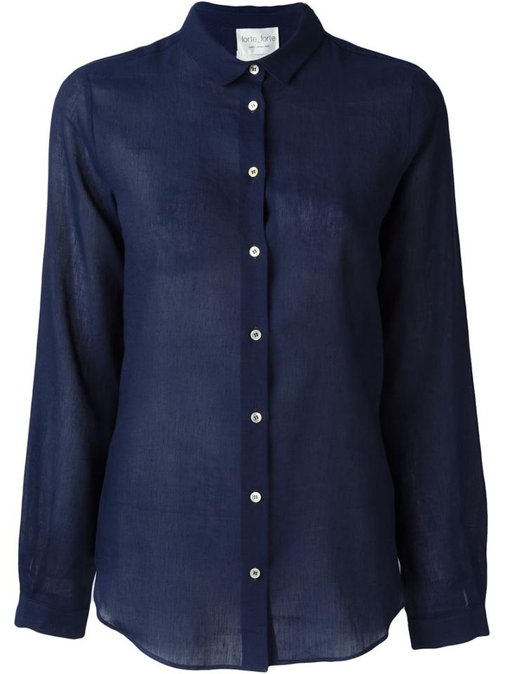 Forte Forte Classic Shirt, Women's, Size: 2, Blue, Linen/flax/cotton