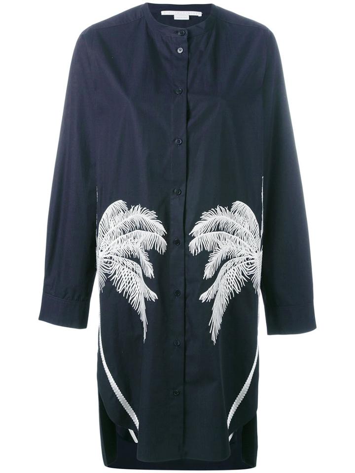 Stella Mccartney Feather Print Shirt Dress, Women's, Size: 40, Blue, Cotton/polyester/viscose