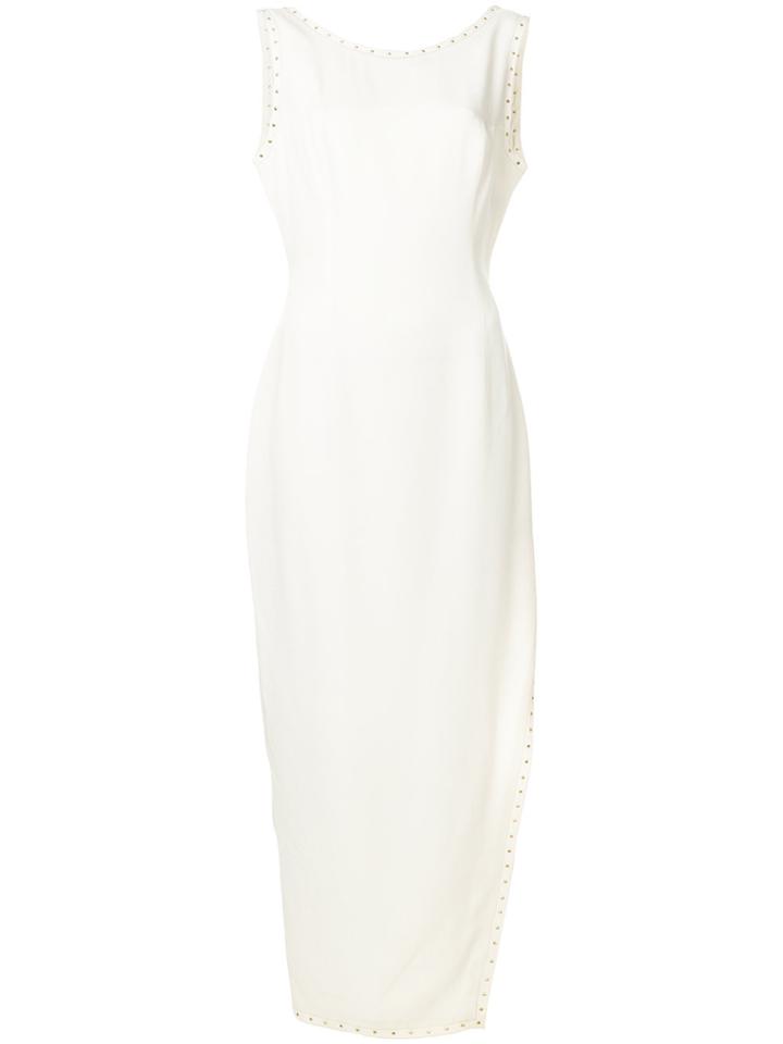 Versace Vintage Studded Slit Dress - White