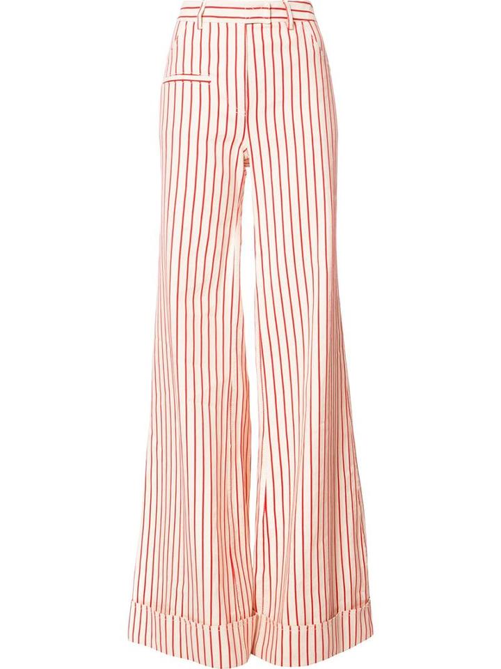 Striped Wide-leg Pants, Women's, Size: 2, Red, Cotton/linen/flax, Rosie Assoulin