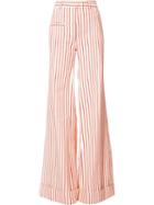 Striped Wide-leg Pants, Women's, Size: 2, Red, Cotton/linen/flax, Rosie Assoulin