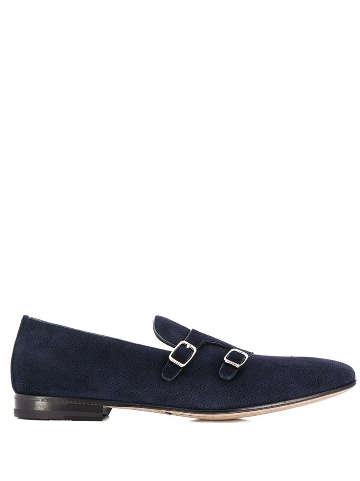 A. Testoni Double Buckle Monk Shoes - Blue