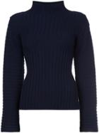 Derek Lam High Neck Ribbed Jumper, Women's, Size: Xs, Blue, Cashmere/merino