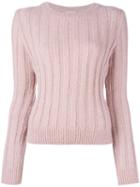 Masscob Ribbed Fine Knit Jumper, Women's, Size: Small, Pink/purple, Alpaca/wool/nylon