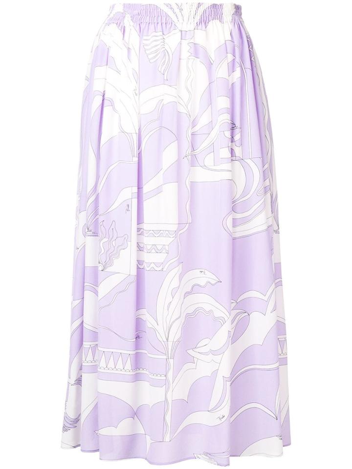 Emilio Pucci Lilac La Villa Print Mid-length Skirt - White