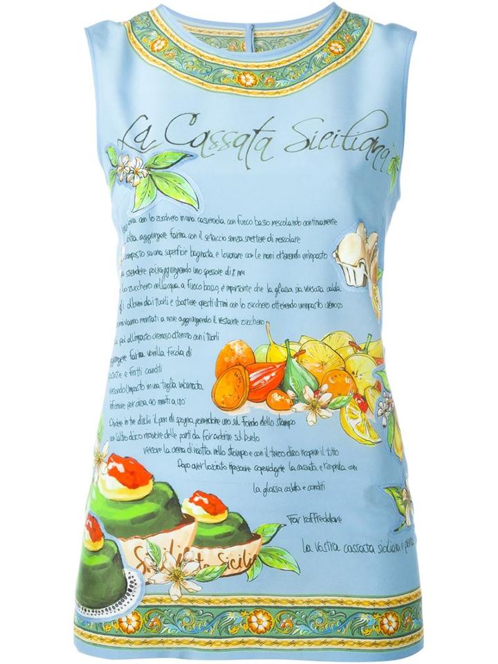 Dolce & Gabbana Printed Top, Women's, Size: 38, Blue, Silk