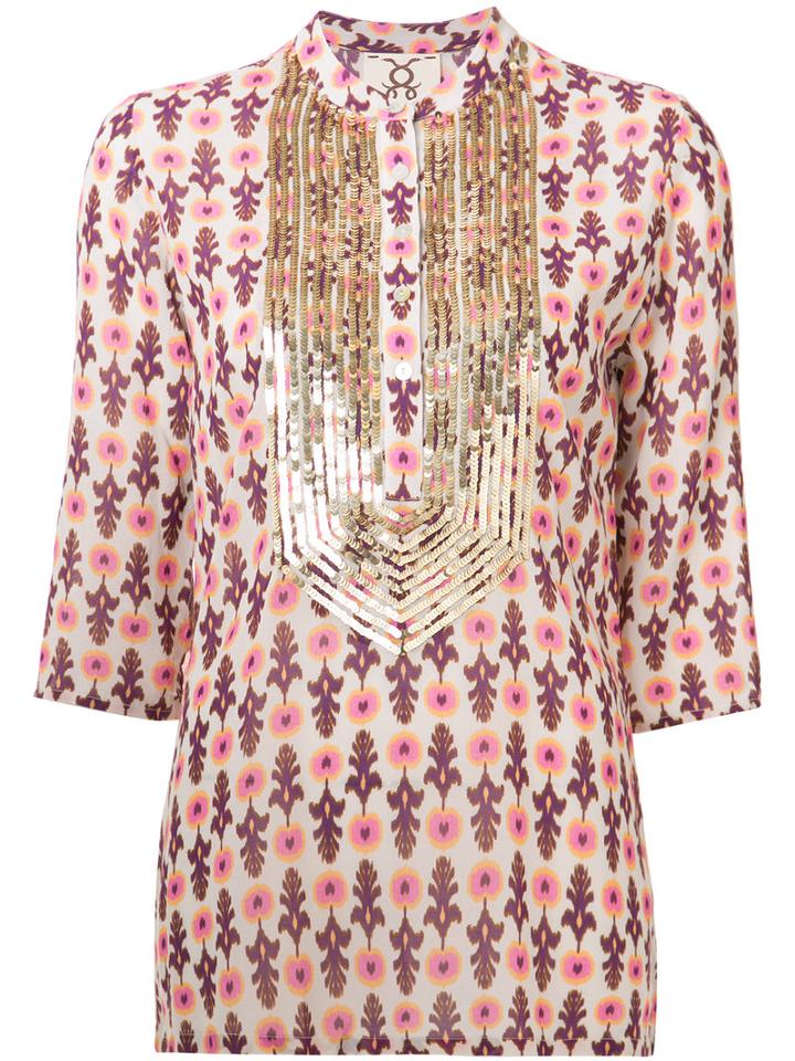 Figue Sequin Embellished Kaftan Blouse, Women's, Size: Xs, Nude/neutrals, Cotton/viscose