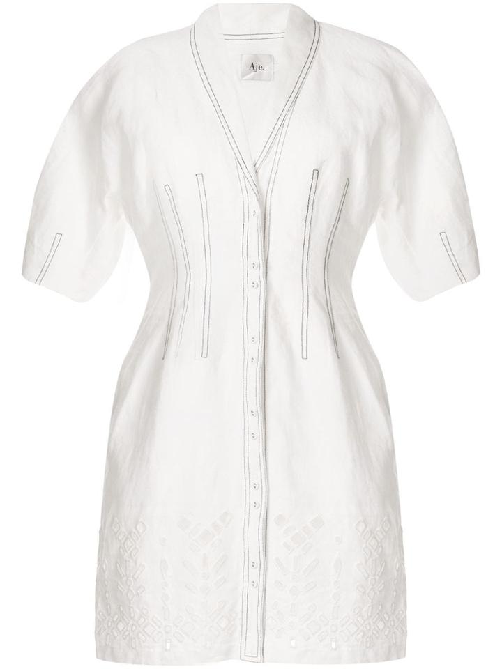 Aje Ada Broderie Mini Dress - White